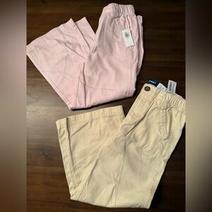 NWT 2 Old Navy girls uniform khaki pants and pink pants medium